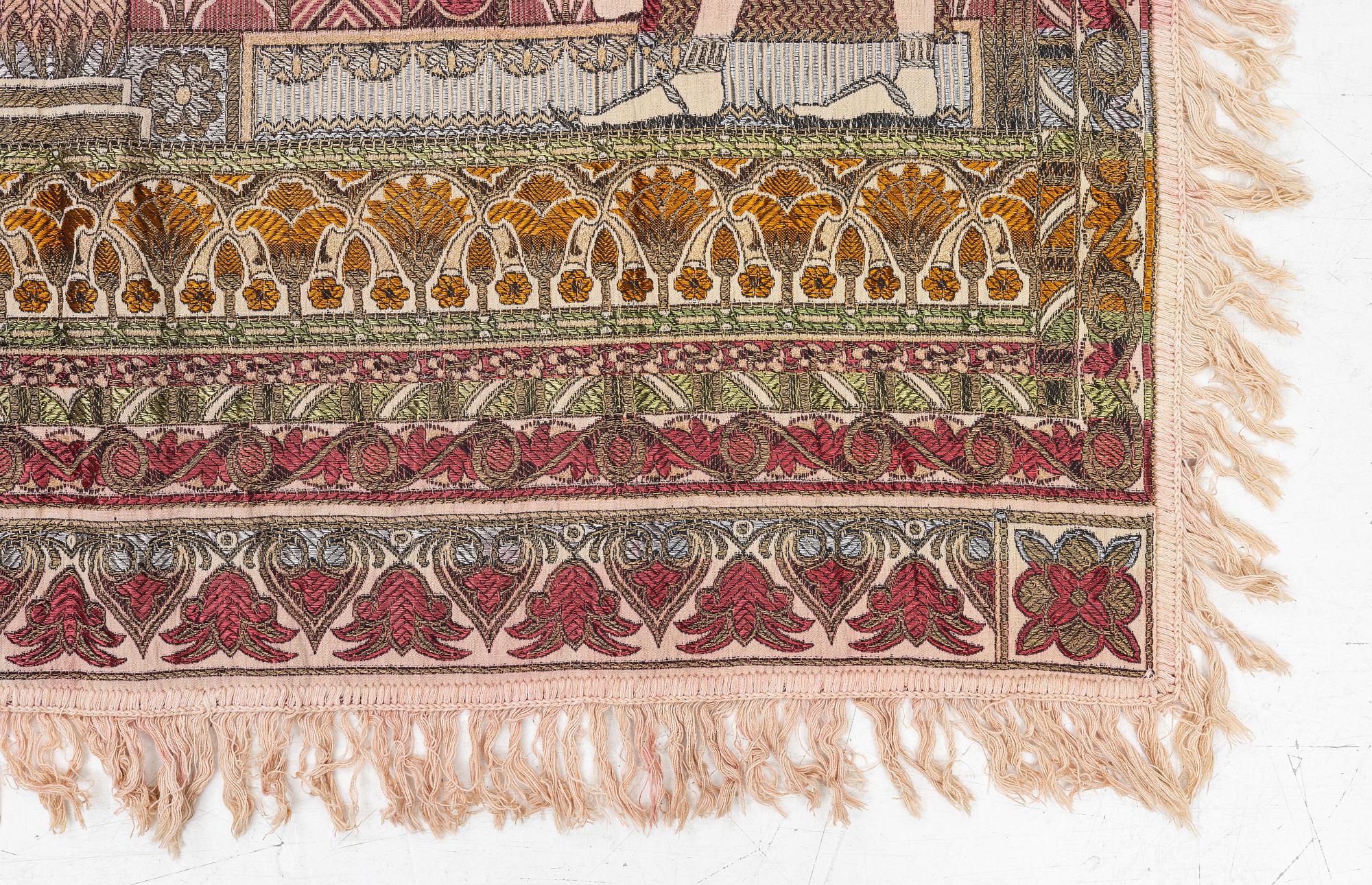 Wall hanging, Egyptian style, jacquard woven around 1900, approx. 185 x 120 cm.