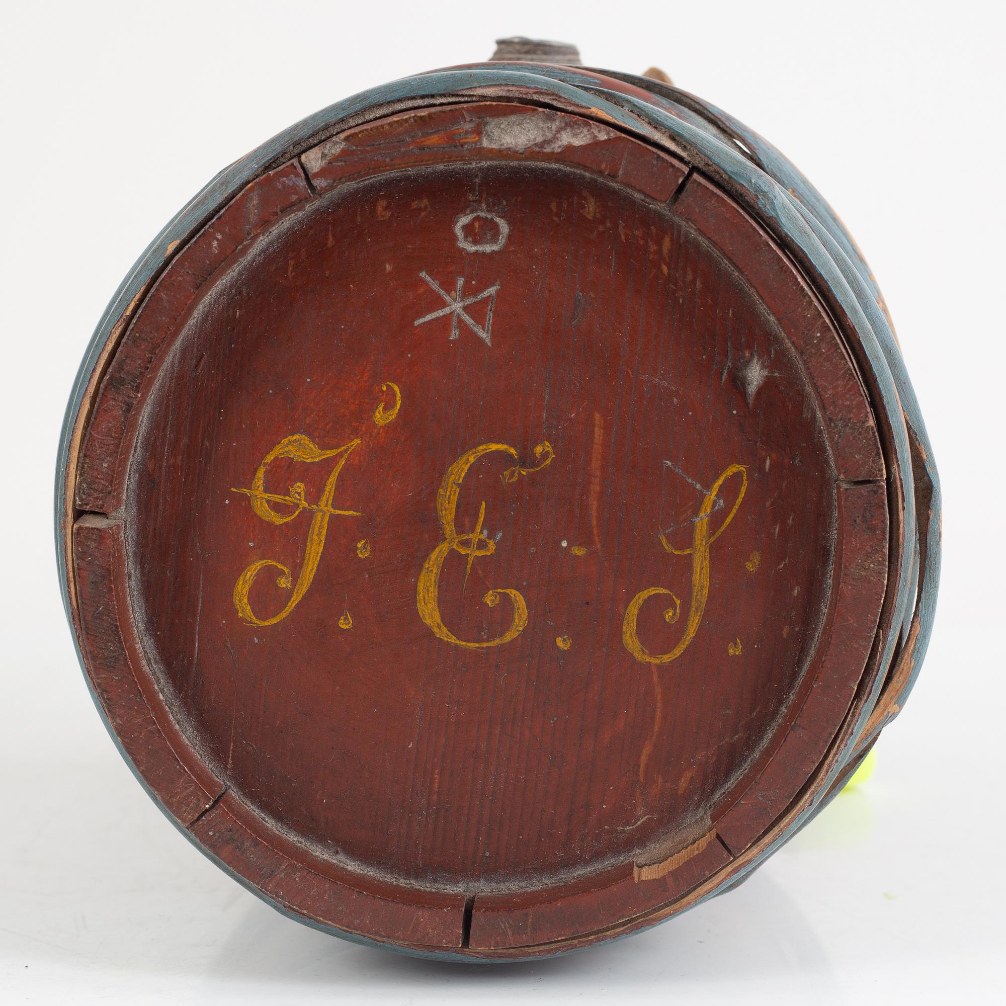 A set of three brandy kegs from Hälsingland, Sweden, 19th century.