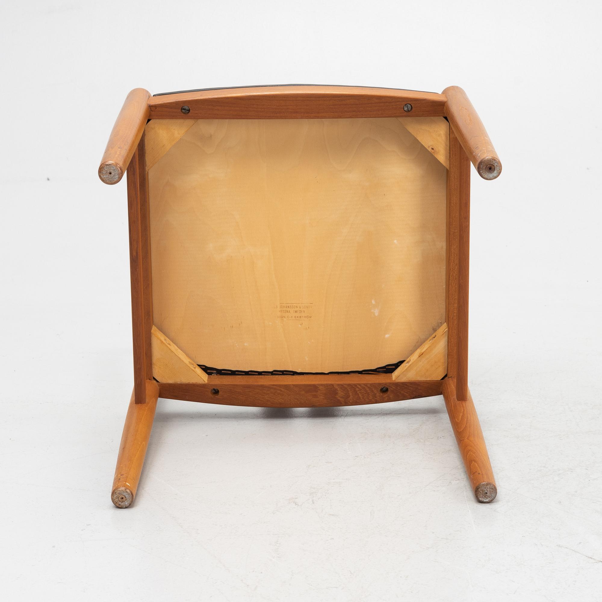 Carl Ewert Ekström, a set of four chairs, Albin Johansson & Söner, Hyssna, Sweden, 1960's.