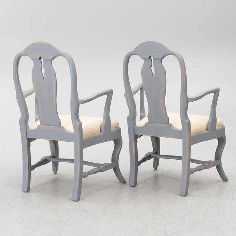 A pair of Rococo style armchairs, early 20th Century.