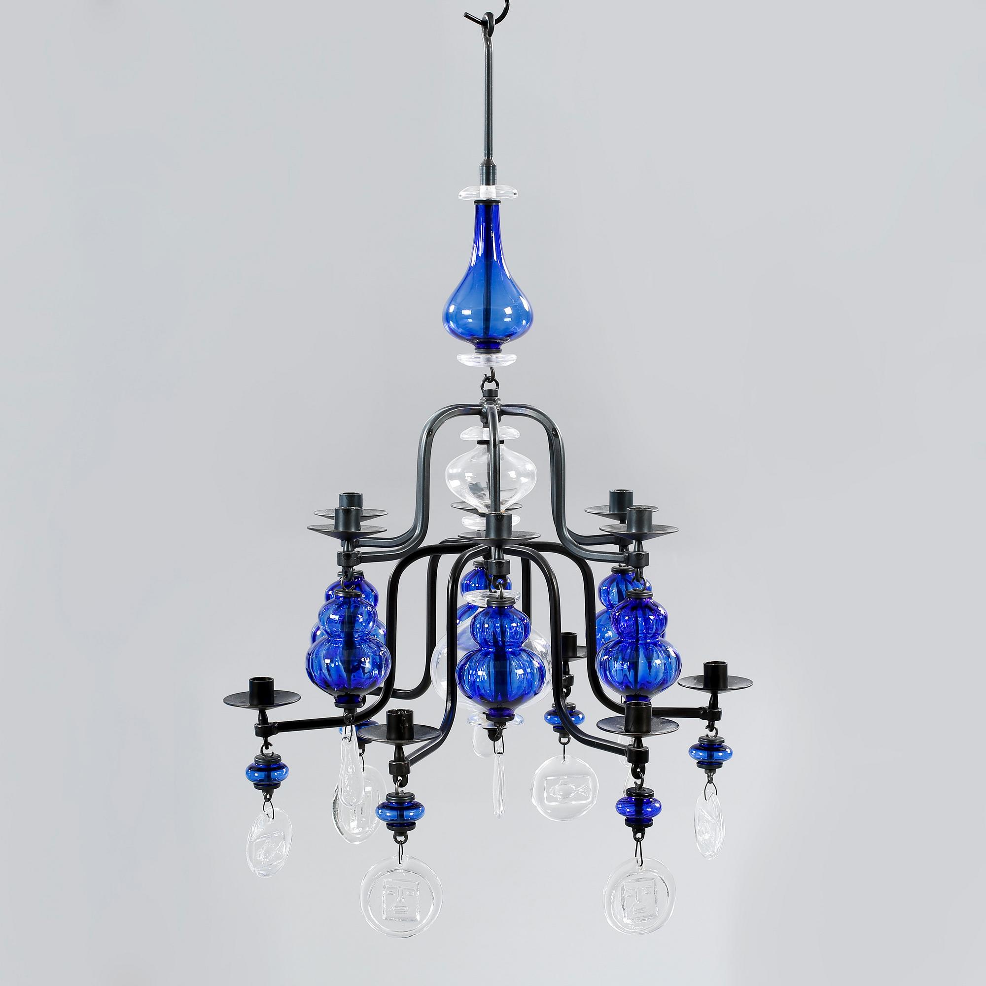 A chandelier by Erik Höglund for Boda, second half of the 20th century, hight 90 cm.