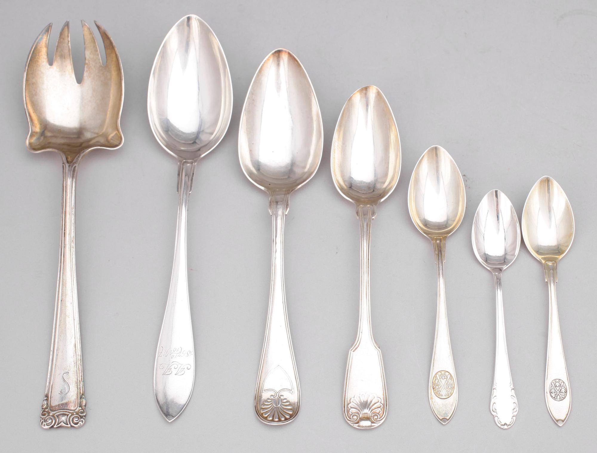 PARTI SKEDAR, 18 st, silver, bl a modell "Haga", total vikt ca 461g.