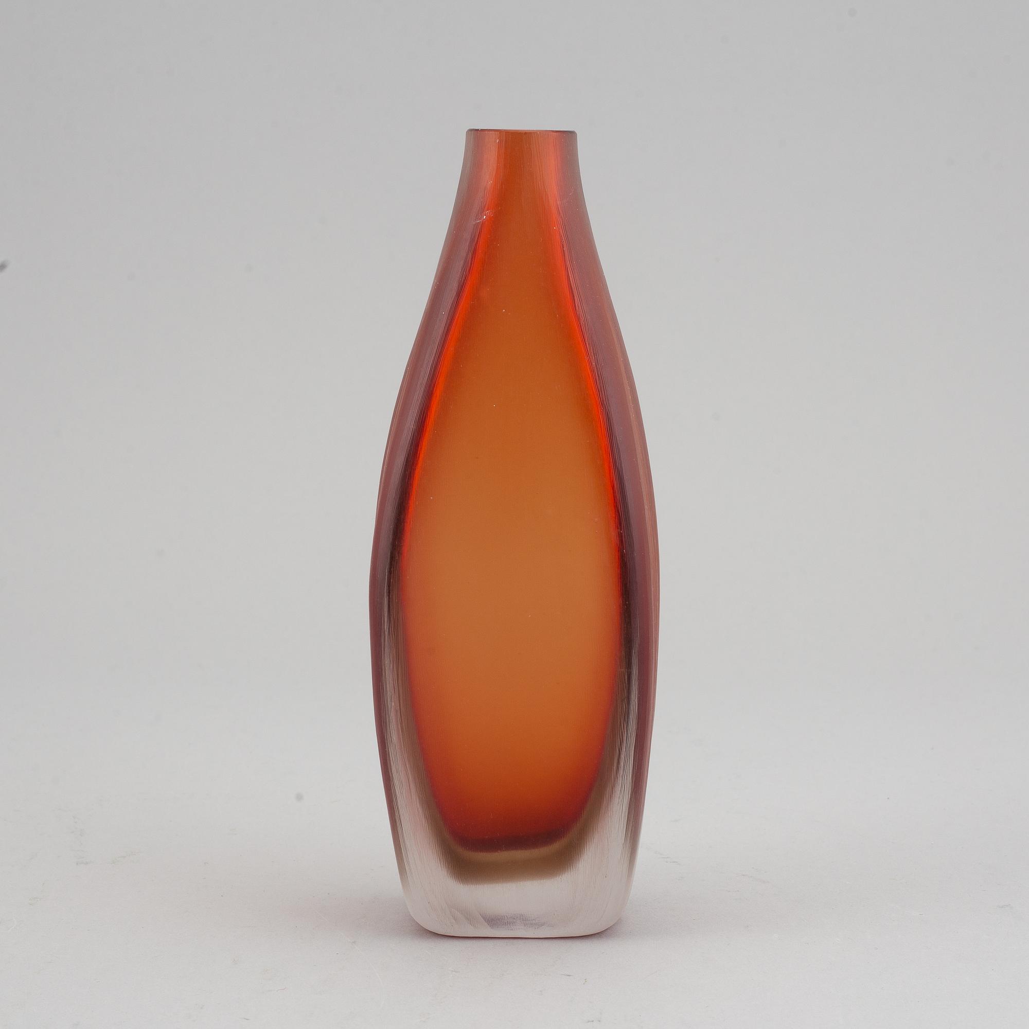 Venini, an engraved glass bottle, Murano, Italy post 1950.