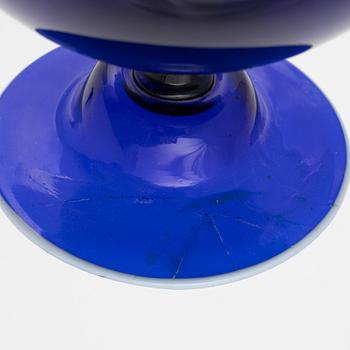 A blue glass potpurri urn from Göteborgs glasbruk or Norway, circa 1800.