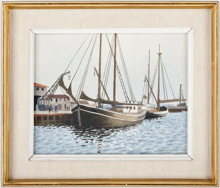 OSKAR BERGMAN, akvarell på papper, signerad och daterad 1953.