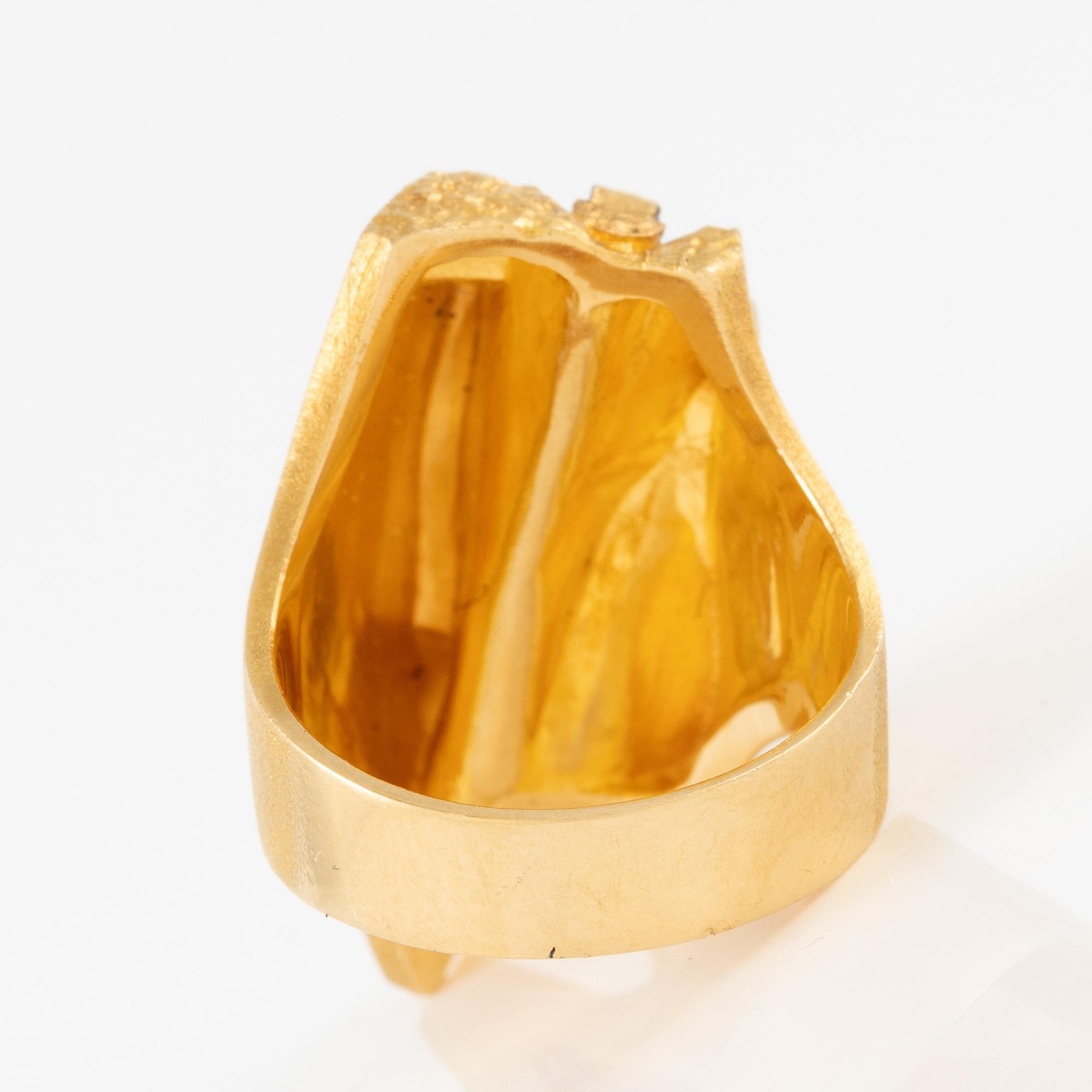 A Björn Weckström ring "Tourmaline river" 18K gold with tourmaline, for Lapponia.