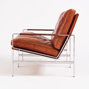 Preben Fabricius & Jørgen Kastholm, a two-seated brown leather sofa, Kill International, Germany 1960s.