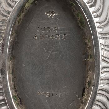 An English set of four silver salters with spoons mark of James Dixon & sons Sheffield 1895, weight 166 gr.