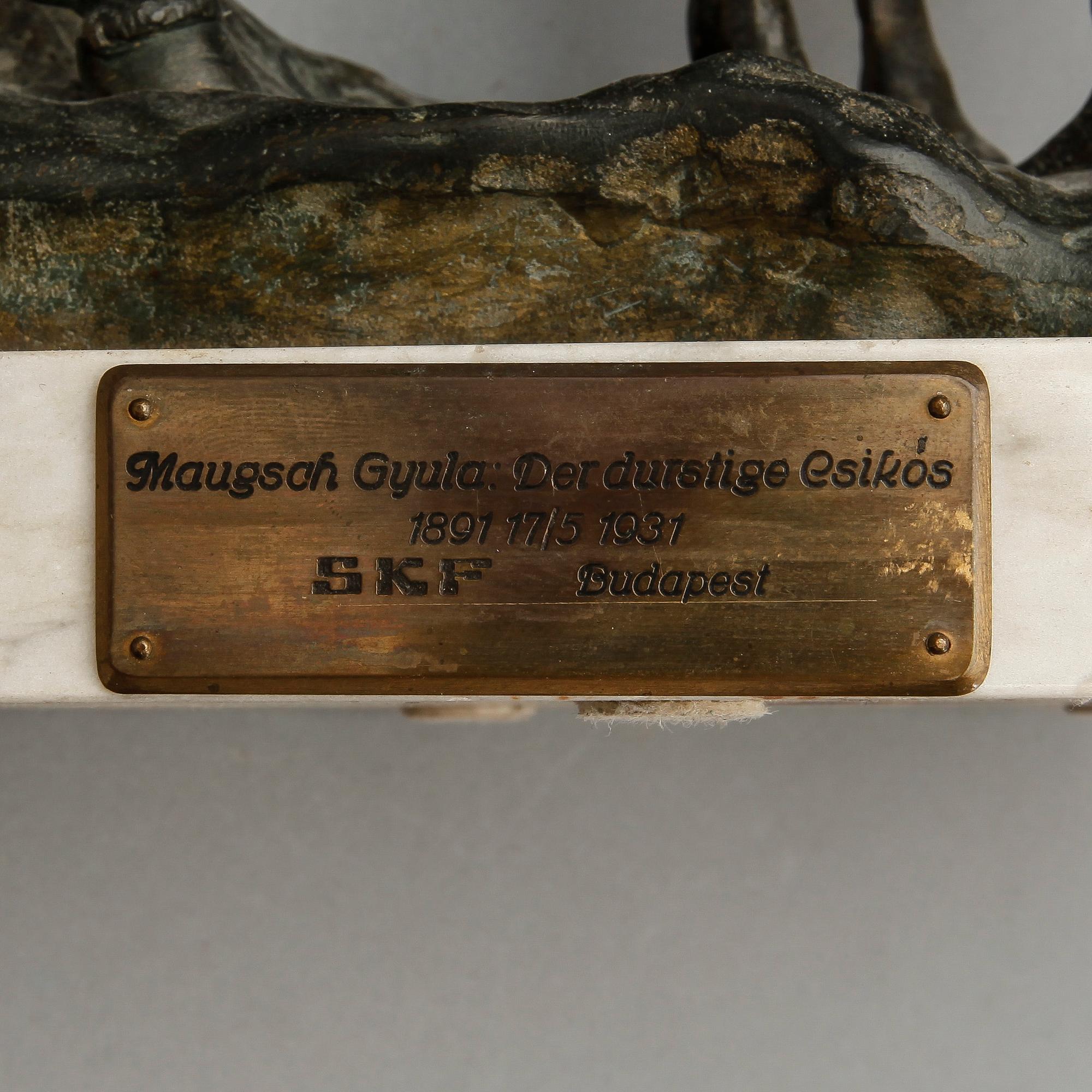GYULA MAUGSCH, efter, skulptur. Brons. Signerad.