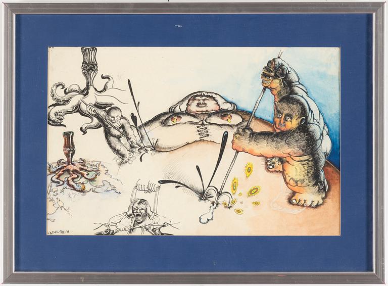 ULF RAHMBERG, mixed media, signed with monogram and dated DEC VIII -78.