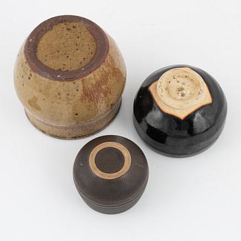 Three glazed stoneware bowls, Japan, 20th century.