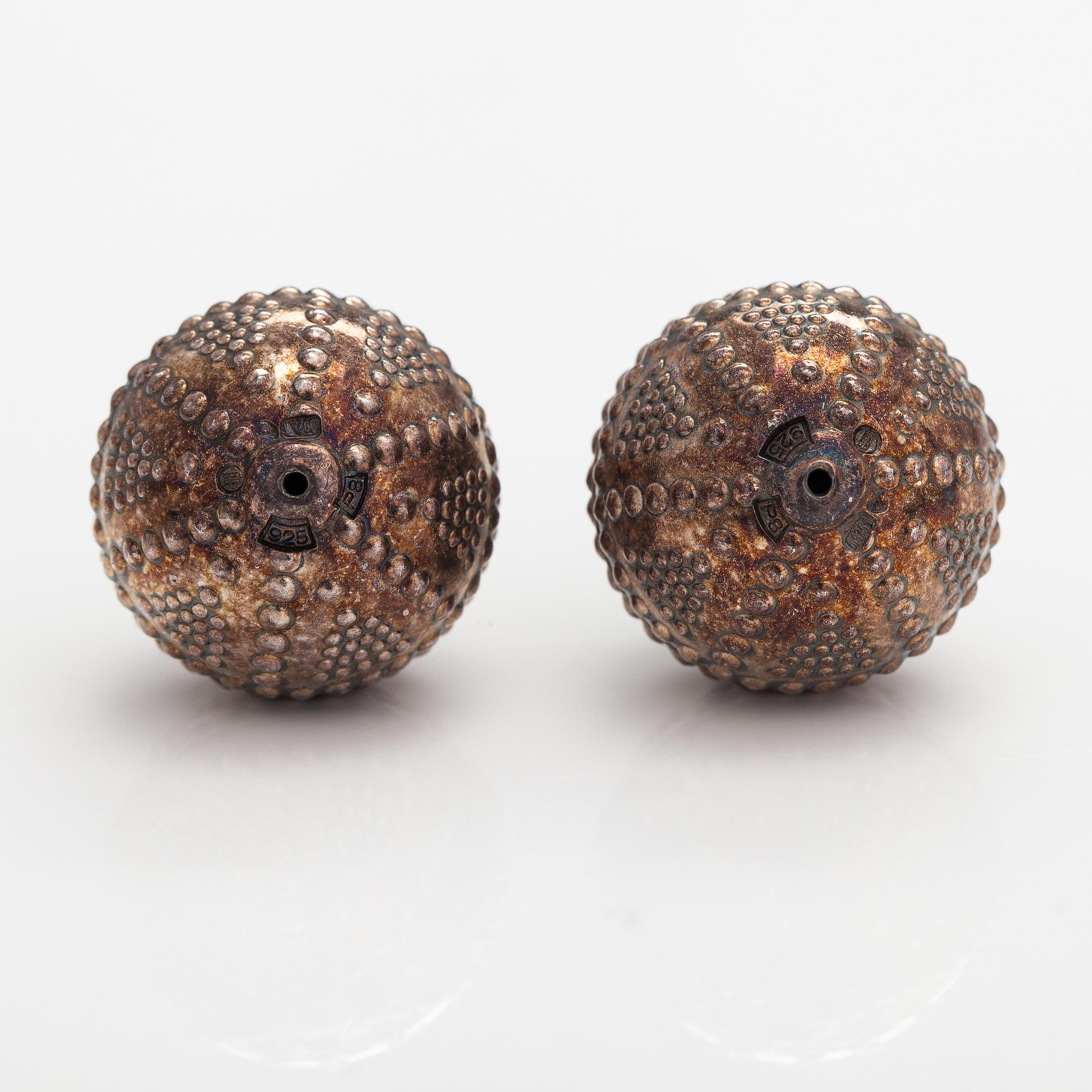 A pair of sterling silver earrings "Halikko earrings". Kalevala Koru, Helsinki 1992.