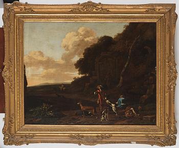 Abraham Jansz. Begeyn, A landscape with hunting companions.