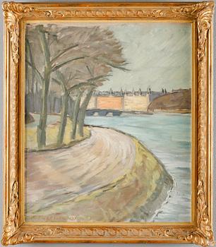 FOLKE TRUEDSSON, olja på pannå, signerad och daterad 48.