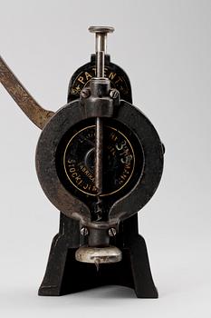 KORKSKRUV, bordsmodell, fabrikat Stockholm, 1800-tal.