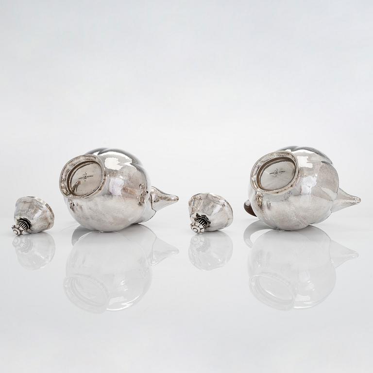 Albert Feinauer, te- och kaffeservis, silver, 6 delar, Weimar-Schmuck, Tyskland 1921-1925.