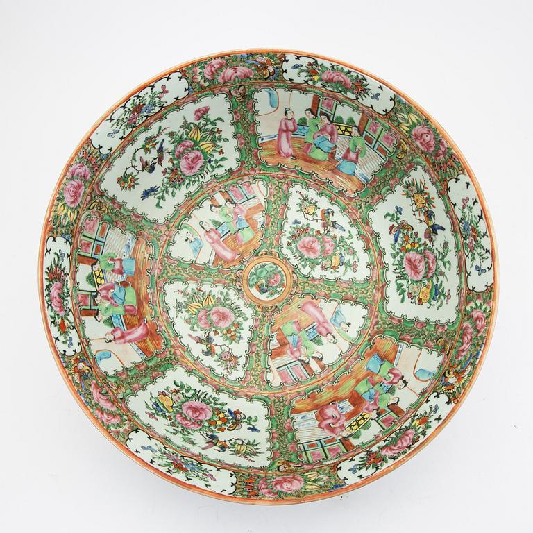 Bålskål samt fat 3 st Kina  Kanton sent 1800-tal porslin.