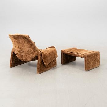 Vittorio Introini armchair with footstool "P60" for Saporiti Italy, late 20th century.