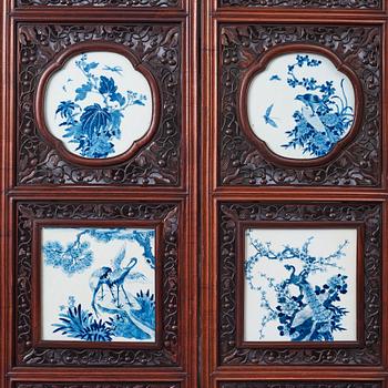 A Chinese six fold screen, Qing dynasty, 19th Century.