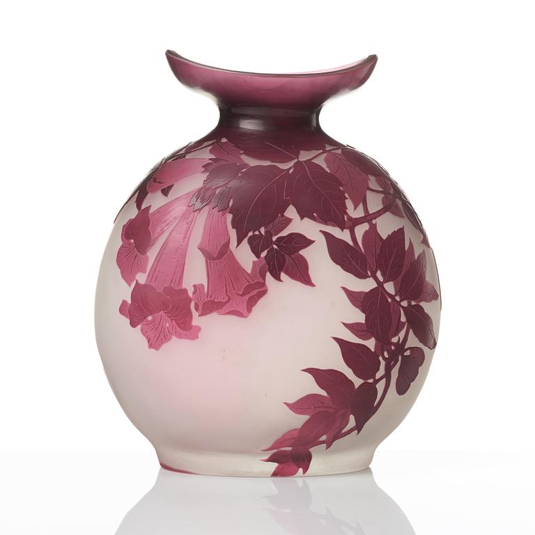 Emile Gallé, an Art Nouveau cameo glass vase, Nancy France.
