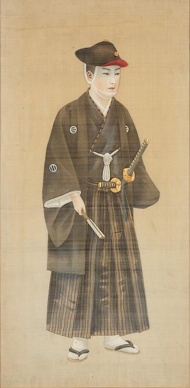 Målningar, ett par, på siden. Okänd konstnär, Japan, Meijiperioden.