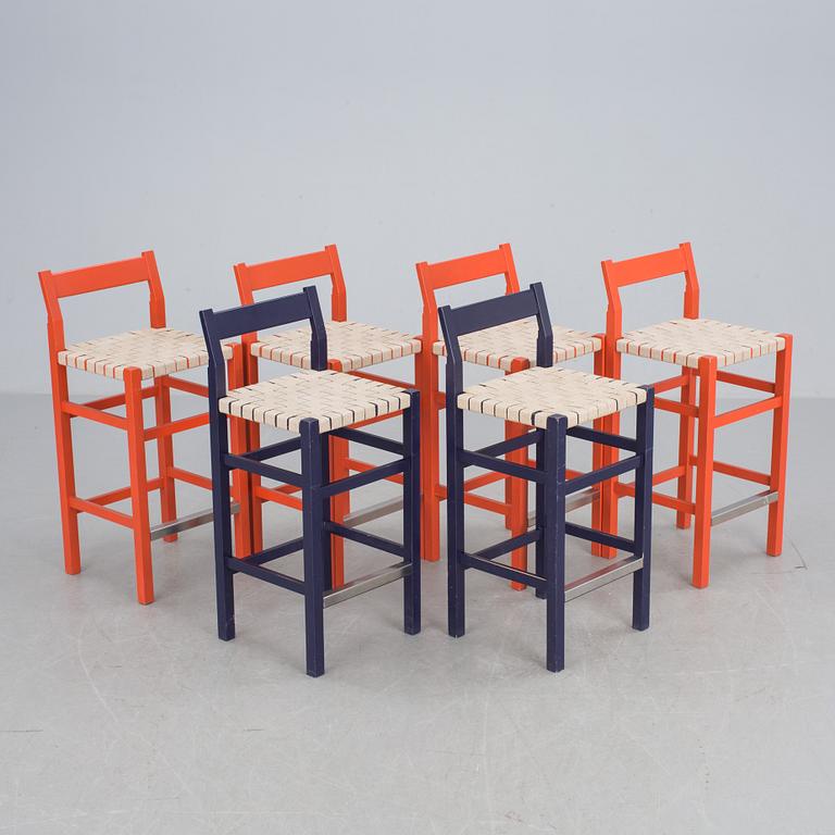 BARSTOLAR, 6 st , "Schablon", John Kandell, Källemo.