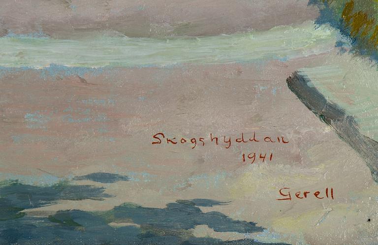 Greta Gerell, oil on canvas, signed and dated Skogshyddan 1941.