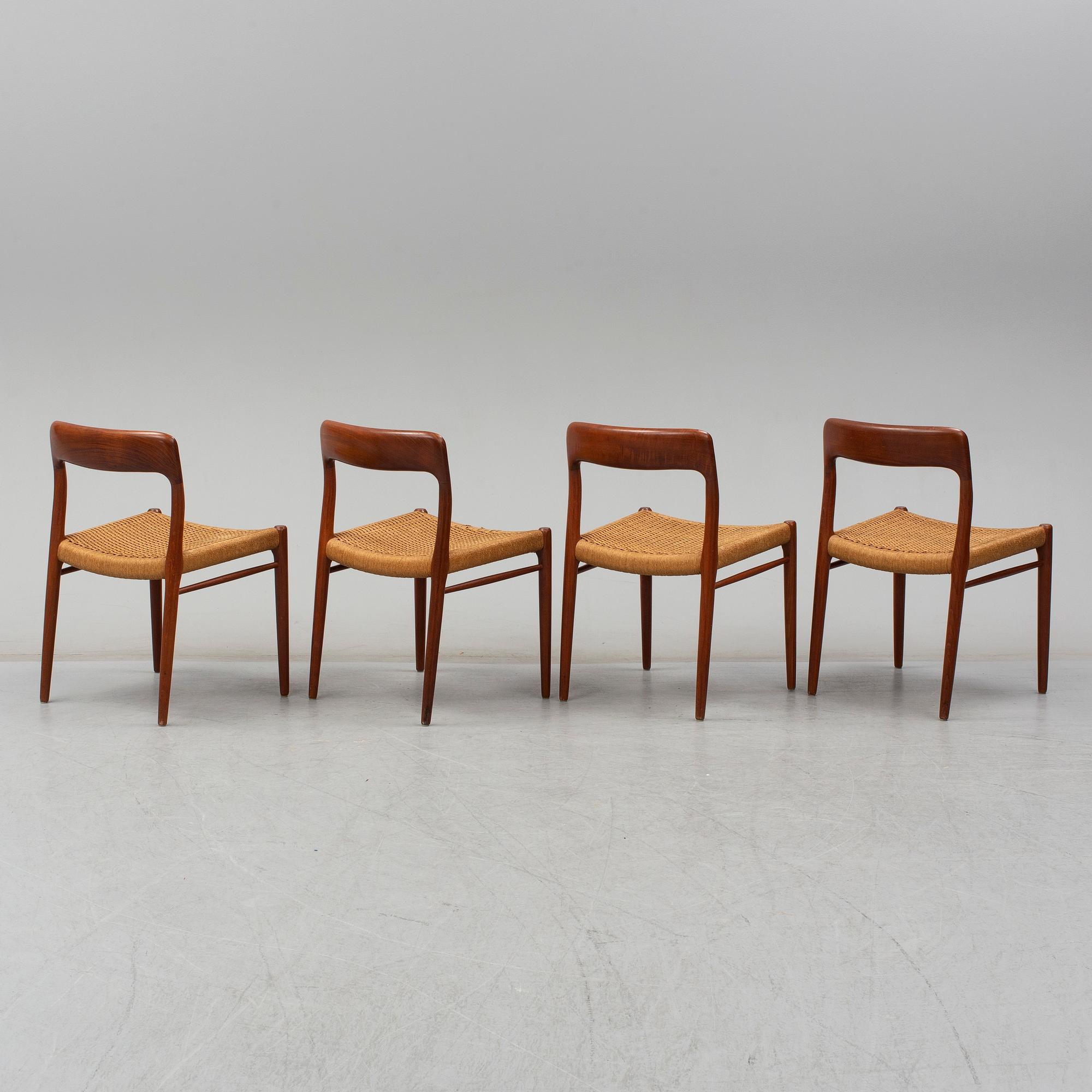NIELS OLE MØLLER, stolar, 4 st, Danmark 1950-60-tal.