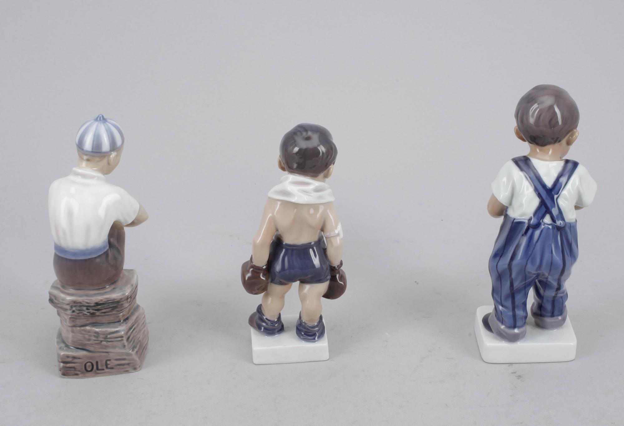 FIGURINER, 3 st, porslin, Dahl Jensen, Dankmark.