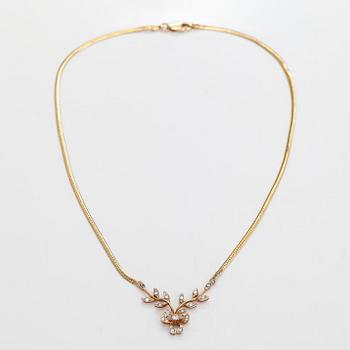Kaulakoru, 14K kultaa ja timantteja n. 0.23 ct yht.