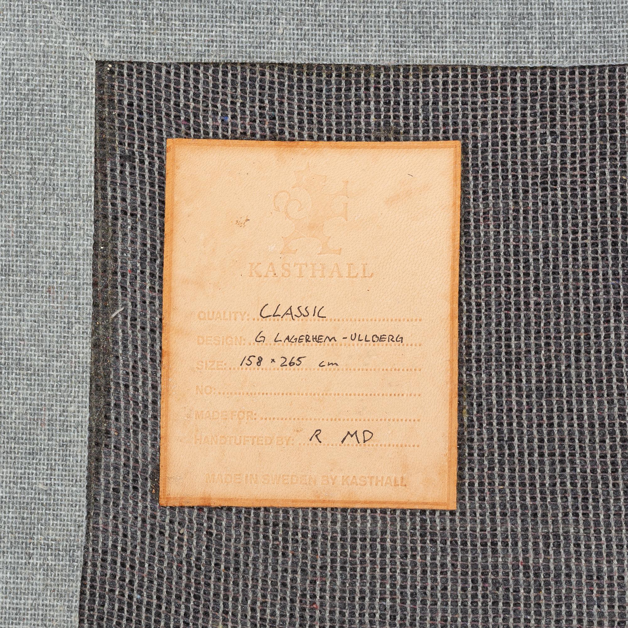 Gunilla Lagerhem Ullberg, a hand tufted carpet, 'Classic', Kasthall, c. 260 x 155 cm.
