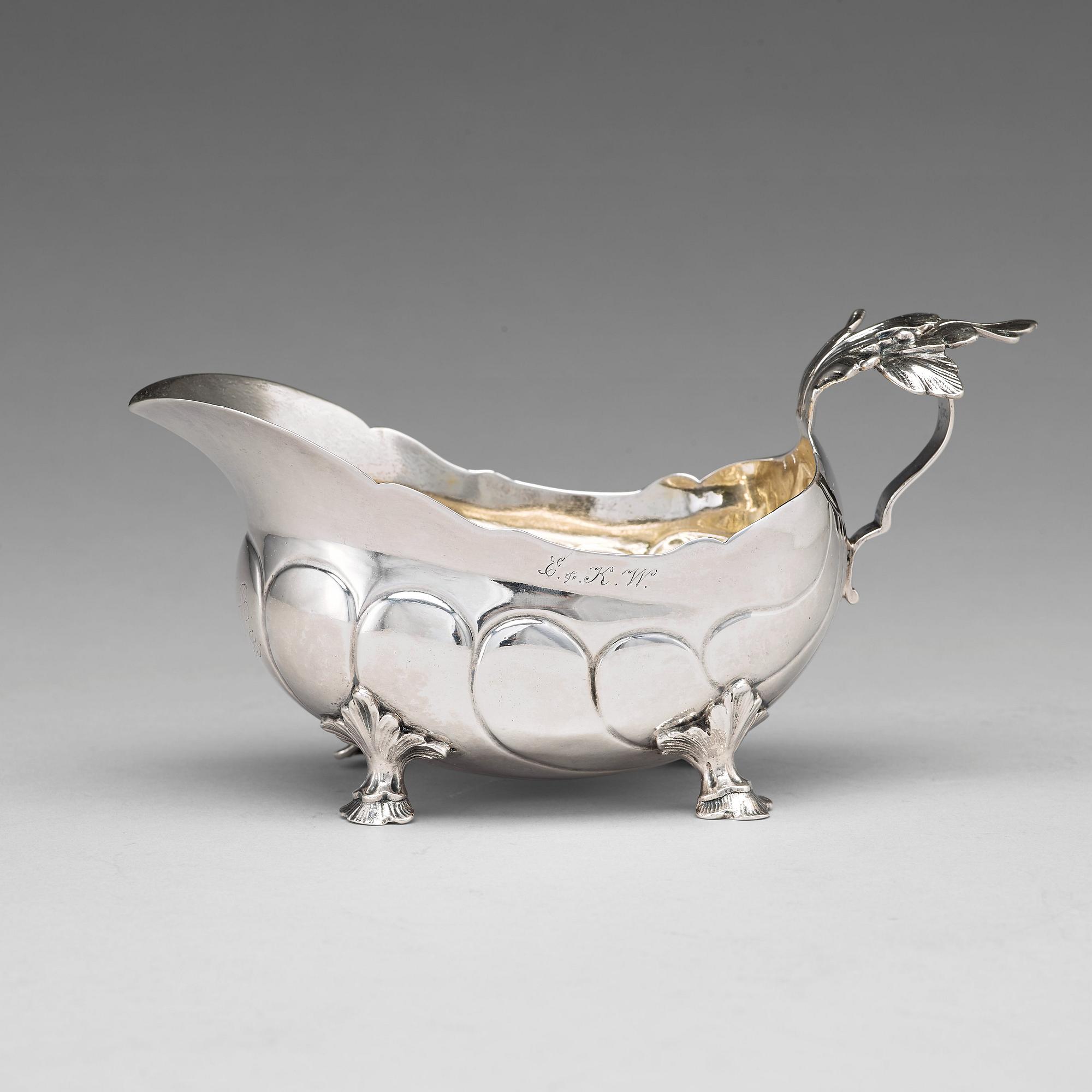 A Swedish 18th century parcel-gilt silver cream-jug, mark of Jonas Thomasson Ronander, Stockholm 1768.