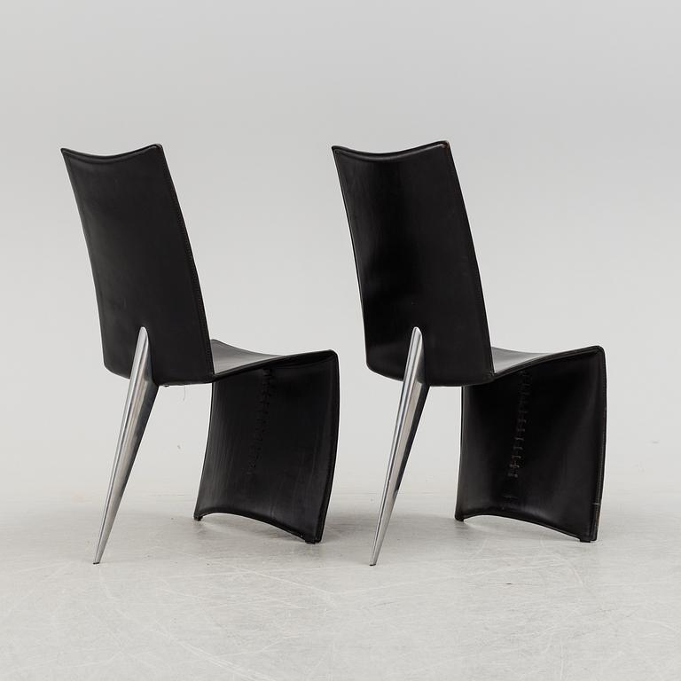 A Philippe Starck 'J Serie Lang' black leather and cast aluminium lounge chair, by Aleph, Italy.