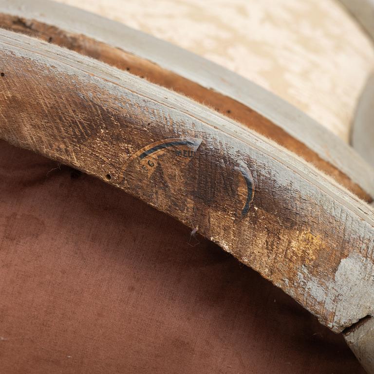 Bergeres, a pair of similar, Louis XV, signed J.C. Briois (active in Paris 1766-1782).