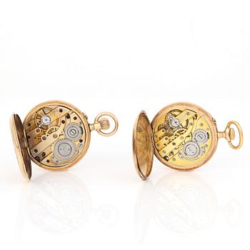 FICKUR, 2st, 14K guld, 1900-talets första hälft. Total vikt med urhus ca 61g.