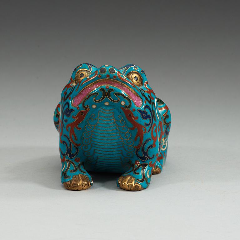 FIGURIN med LOCK, cloisonné. Qing dynastin (1644-1912).