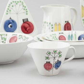 MARIANNE WESTMAN, servisdelar, 11 st, flintgods, "Picknick" samt "Pomona", Rörstrand.