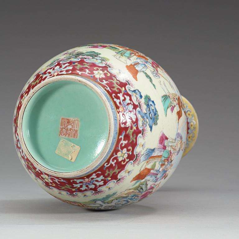 A famille rose vase, China, presumably Republic, 20th Century, with Qianlong sealmark.