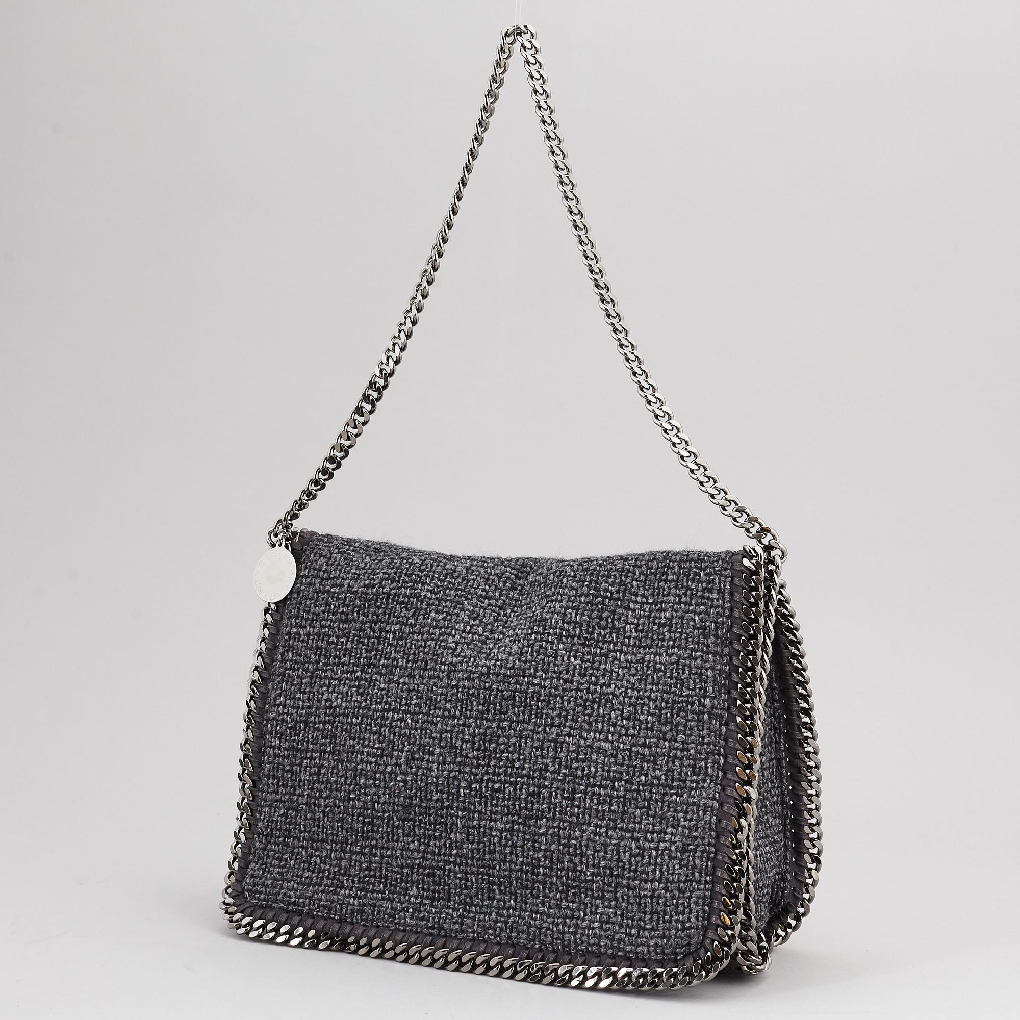 STELLA MCCARTNEY Grey Tweed Fabric Flap Bag Bukowskis