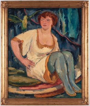 GÖSTA VON HENNIGS, rer" (En Fogeltämjerska), signed G.v.H. and dated 1914, oil on canvas.