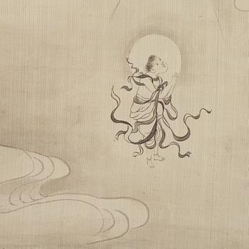 A Chinese hanging scroll, ink and color on silk, Republic, signed Zhang Zongliang, dated 1938.