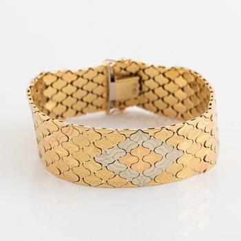 18K three colour gold bracelet, Vicenza, Italy.
