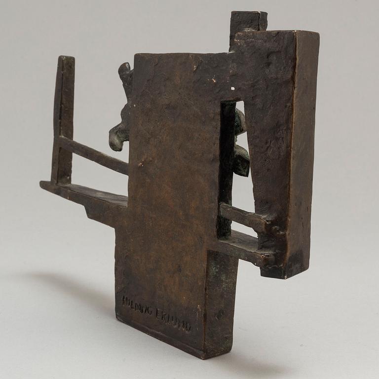 HILDING EKELUND, relief, bronze, signed.