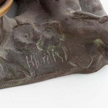 Hjördis Nordin-Tengbom, bordslampa, brons, omkring år 1900, signerad Hjördis NT.