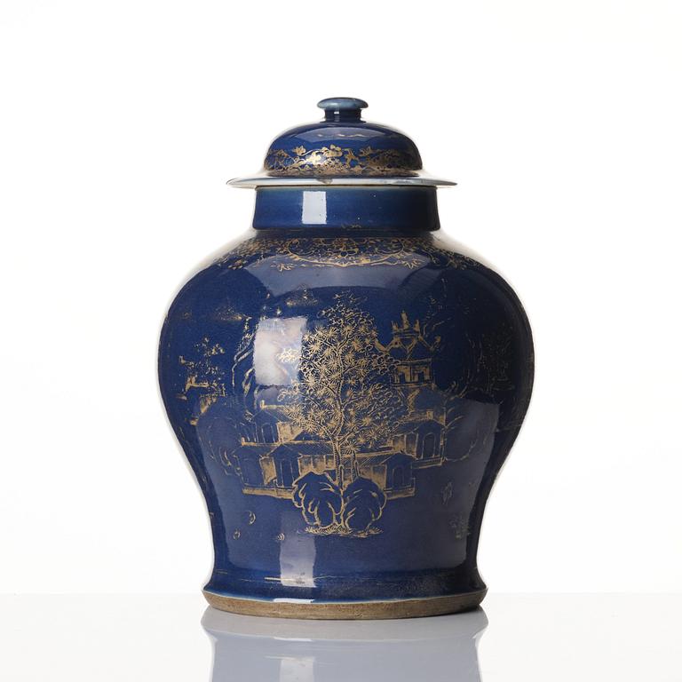 A 'powder blue' jar with cover, Qing dynasty, Qianlong (1736-95).