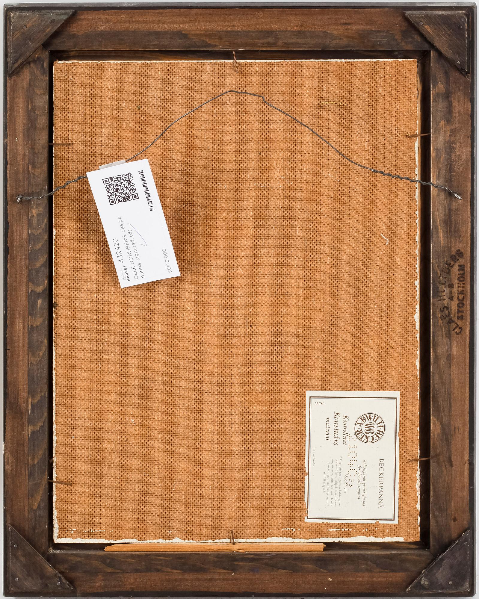 OLLE NORDBERG, olja på pannå, signerad.