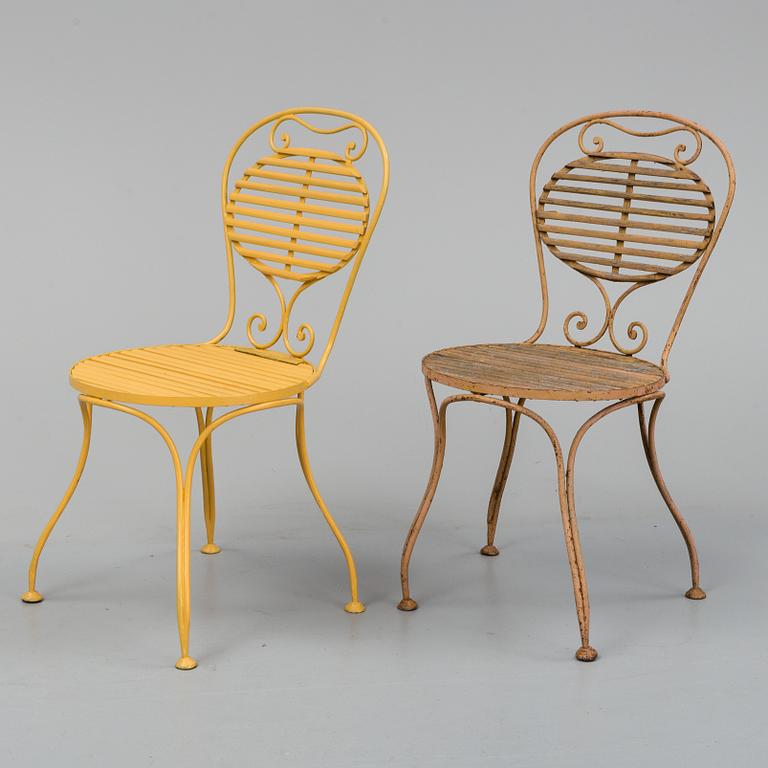 A set of six garden chairs and a table, (7parts), chairs signed Skoglund & Olson Gefle. Ca 1900.