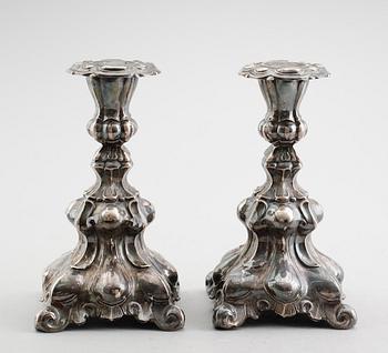 LJUSSTAKAR, 1 par, silver, svenska importstämplar, 1900-talets mitt.