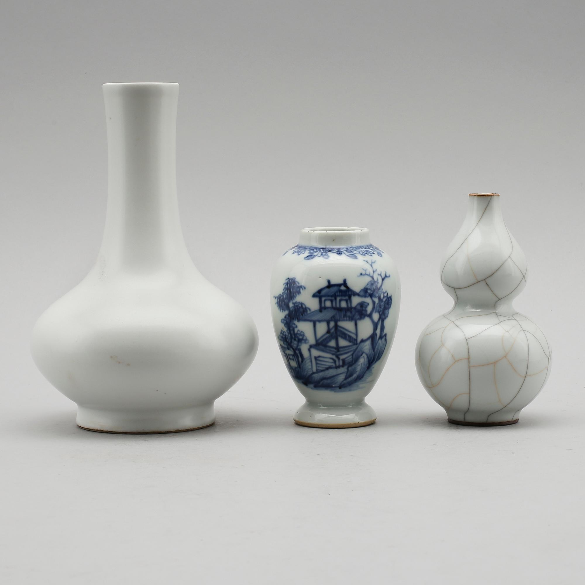VASER, 3 st, porslin, Kina, 1900-/2000-tal.