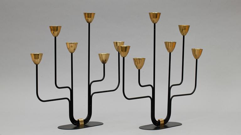 KANDELABRAR, ett par. Gunnar Ander för Ystad Metall. 1900-talets mitt.